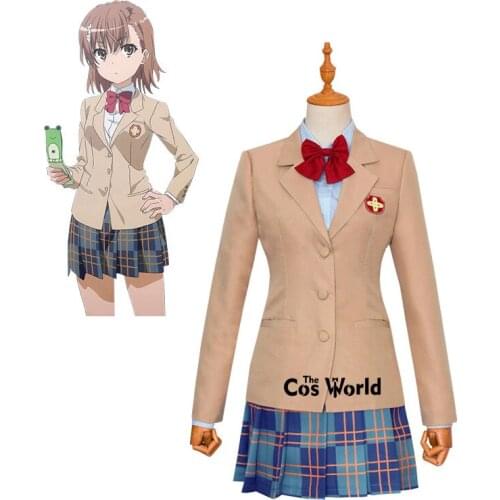A Certain Magical Index Mikoto Misaka School Uniform Coat Shirt Dress Outfit Anime Cosplay Costumes
