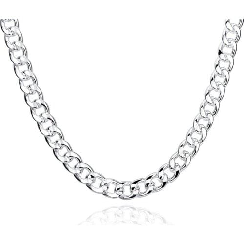 Babyllnt 925 Sterling Silver Flat Sideways Necklace For Women Man Fashion Wedding Charm Jewelry Gift Wholesale