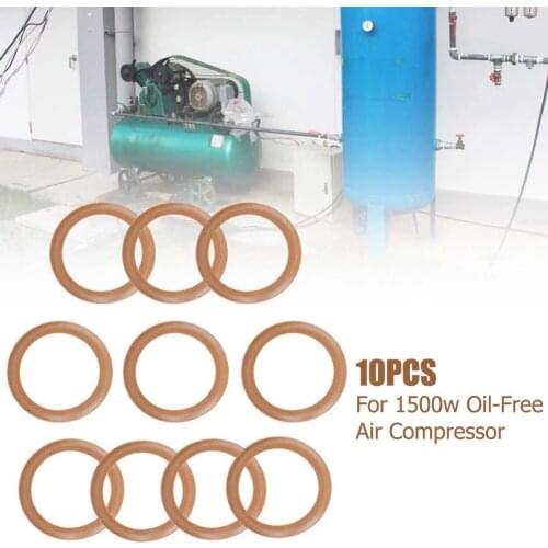10pcs Rubber Pump Piston Rings Insulated Air Compressor Piston Rings For 1500W Oil Free Silent Air Compressor Accessories