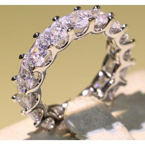 Size 5-10 Choucong Original Desgin Handmade Luxury Jewelry Full Princess Cut 5A Cubic Zirconia Square CZ Wedding Band Ring Gift