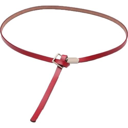 Womens Fine Belt Trousers Sweater Dress Decoration Thin Belt Leather Waistband Solid Color Slim Belts Straps