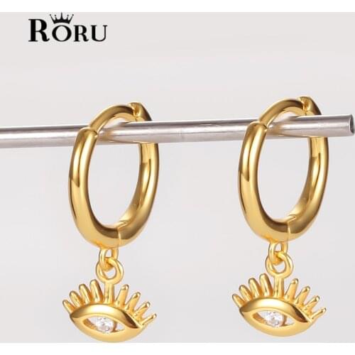 S925 925 Sterling Silver Evil Eye Hoop Earrings Charm Huggie Gold Plated for Women Gilrls Punk Trendy Small Hoop Earrings New
