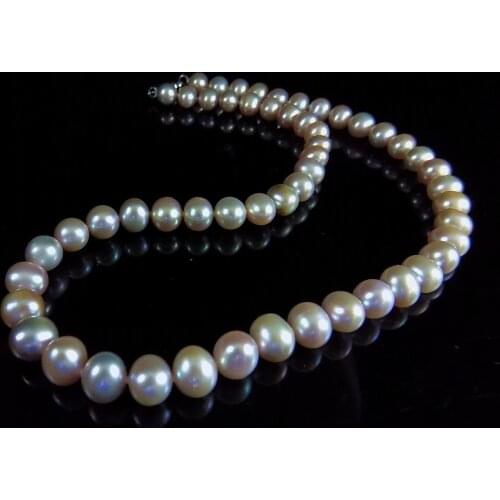 Certificated 100% Natural Freshwater Pearl Beads Necklace Classic Style Fine Jewelry Pink Pearl Necklace For Women 0004