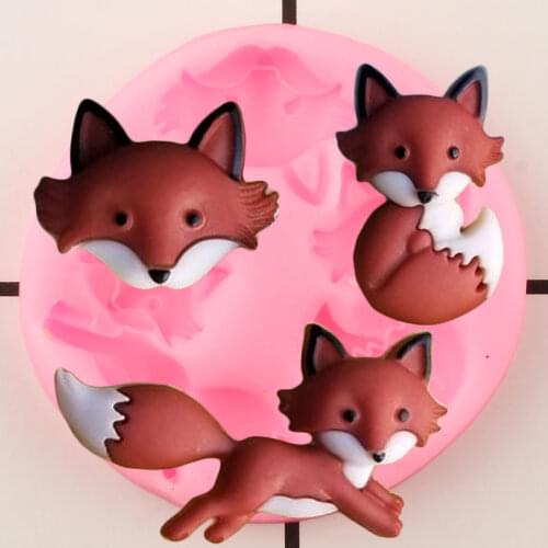 3D Fox Silicone Molds DIY Chocolate Candy Clay Mold Cupcake Topper Fondant Cake Decorating Tools Handmade Soap Resin Moulds