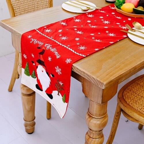 Christmas Style Table Runner Tablecloth Exquisite Fabric Creative Santa Claus Pattern Table Cover Table Cloth