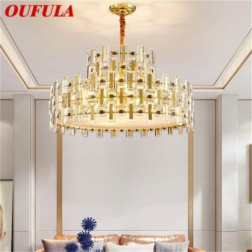 OUFULA Postmodern Pendant Light Creative Gold Chandelier LED Luxury Crystal Lamp For Home Decoration