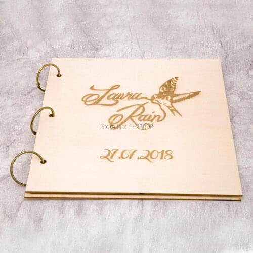 Swallow Wedding Guest Book Alternative Wooden Wedding Guest Book
