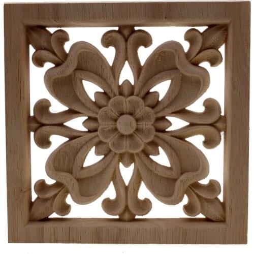 VZLX Rubber Wood Furniture Carved Corner Onlay Applique Exquisite Unpainted Vintage Decoration Accessories Figurines Miniatures