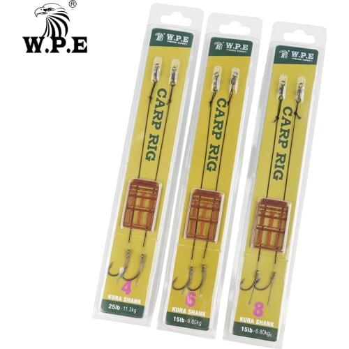 W.P.E Carp Fishing Hair Rig Braided Coated Carp Fishing Line 4#/6#/8# Kura Shank Hook 15LB/25LB Carp Accessories Pesca 2pcs/pack