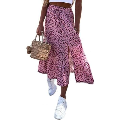 Sexy Long Skirt Womens sexy Floral Print Skirt Summer A-line Ruffle Stitching skirts womens 2021