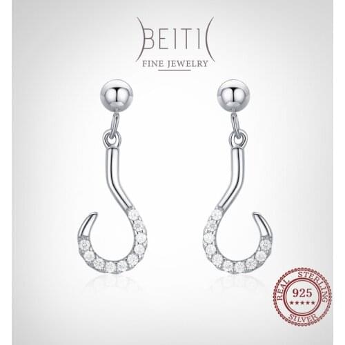 Beitil Fashion 925 Sterling Silver Personalized Design Hook Type Stud Earrings For Women Girls Party Accessories Jewelry
