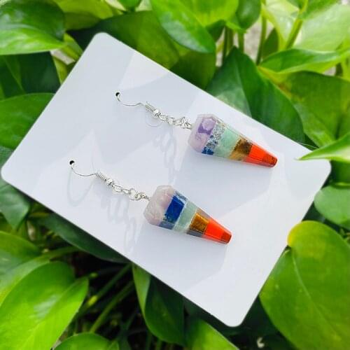 Natural Stone Earrings for Women Chakra Healing Earrings Tassel Dangle Stainless Steel Earrings Trendy 2021