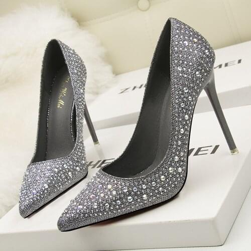 2021 Women Pumps Fashion High Heels Shoes Black gray White Shoes Women Wedding Shoes Ladies Stiletto Women Heels