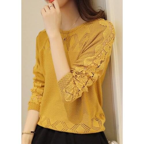 2020 Spring New Pullovers Women Knitted Sweater Fashion Hollow Thin Long Sleeve O-Neck Loose Knit Sweaters Jumpers Ladies Tops