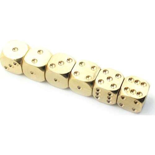 1PC Portable Mini Polished Brass Copper Dice Bar Office Desktop Decoration Accessories EDC Play Tools Toys