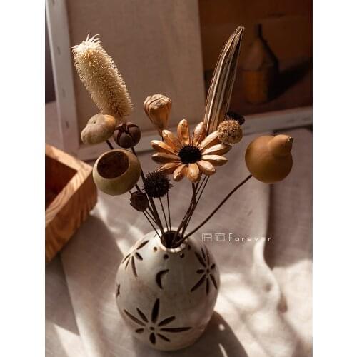 1pcs Natural Plant Hand-Made Dried Flower Pine Cone Lotus Seedpod Cedar Dried Branch Cotton Okra DIY Living Room
