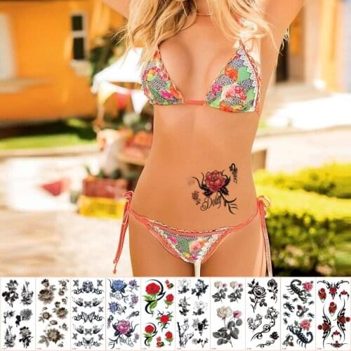 10pcs/pack temporary tattoo sticker flower hand rose tattoo waterproof temporary tattoos for girls sexy tatoo woman body sticker