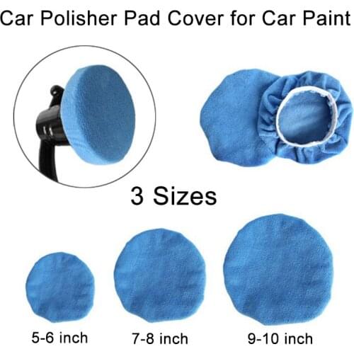 2@# Polishing Bonnet Buffer Pad Microfiber Bonnet Car Polisher Pad Cover Car Paint Care Clean 5-6" 7-8" 9-10" 3 Sizes