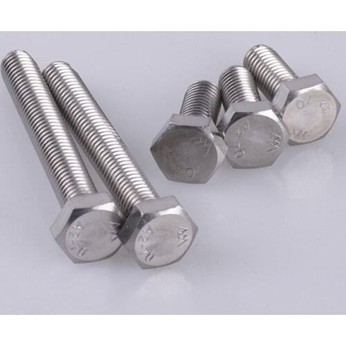 2PCS 304 Stainless Steel Hex Screw Whole Tooth Hex Bolts M6 * 65