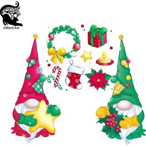 2Pcs Lovely Star Holly Flower Gnome Cutting Dies New Christmas Santa Set Metal Stencil DIY Scrapbooking Gift Card Craft