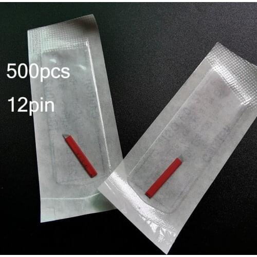 500pcs Nano 0.18mm 12 Pins Permanent Makeup Eyebrow flex Tattoo Needles 12 Blade For Microblading lamina blade Agulhas Tebori