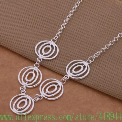 Free shipping silver plated Necklace,silver fashion jewelry Five circles /epxanhea bqzakiga AN524