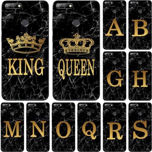 Phone case for Huawei Honor 7 7X 7S 7A ATU-L21 5.75' DUA-L22 5.45' 7A Pro Marble Golden alphabet background Soft TPU Print Cover