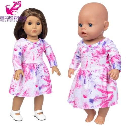 Baby Doll Dress 18 Inch Girl Doll Clothes Outfit Pink RaInbow dress Baby Girl Gift Toys clothes