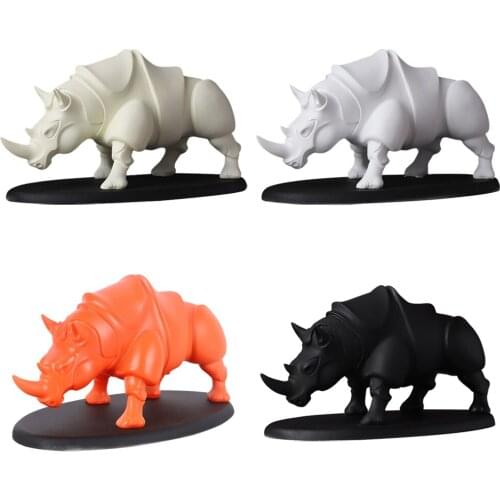 Nordic Style Double-horned Rhinoceros Home Room Decoration Office Statue Christmas Birthday Gift