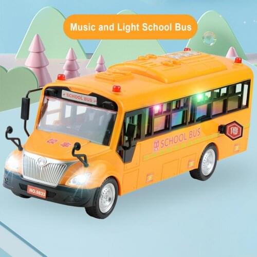 School Bus Toys Children Simulation Inertial School Car Model Toy Vocal Lighting Car Toys Kids Educational Toys Interactive