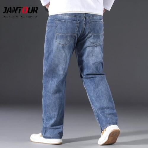 Jantour Brand Men Baggy Jeans 2021 New Mens Loose Wide Leg Pants Fashion Business Classic Style Denim Trousers Male 3 Colour