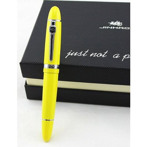 Jinhao 159 Luxury yellow and Silver Clip Ballpoint Pen with Velvet bag Free Shipping Rollerball Pens