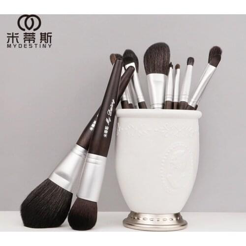 MyDestiny makeup brush-black charm 13pcs animal hair brushes set for foundation blush powder eyeshadow etc - The Master Series