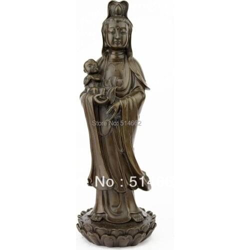 Brass SongZi Kuan Yin wealth FengShui /Kuan Yin/ auspicious Buddha/auspicious Kuan Yin