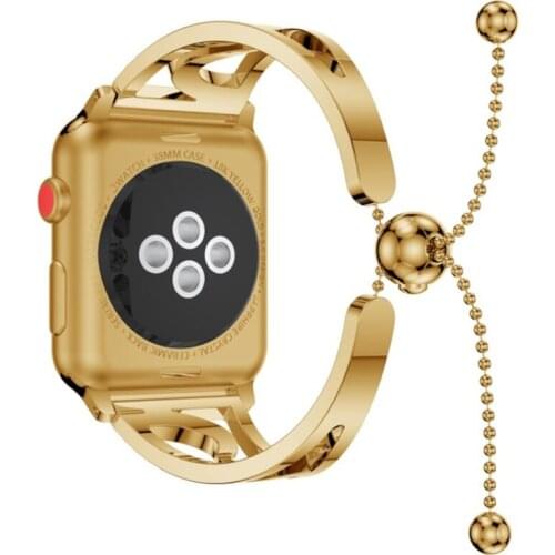 Fashion Rose Gold Metal Wrist Strap For i Watch Appe Watch Band Black Stainless Steel Smart Bracelet links Watchband Accessories