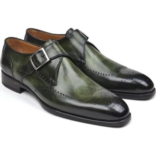 2021 Mens Shoes Fashion Casual Business All-match Classic Solid Color PU Single Buckle Hollowed Air Quality Monk Shoes 6KF319