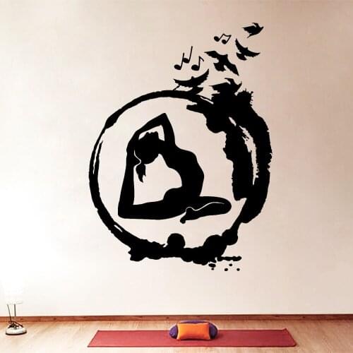 Yoga Wall Decal Zen Circle Meditation Buddhism Birds Wall Stickers Vinyl Yoga Studio Decor Home Bedroom Decoration Mural X748