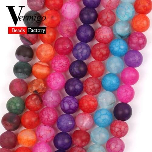 Natural Dull Polished Forst Dragon Veins Agates Stone Round Beads for Jewelry Making 6/8/10mm Matte Beads diy Bracelets