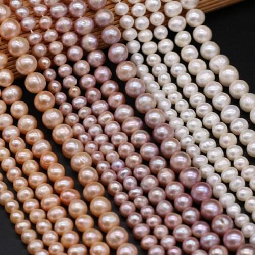 Natural Freshwater Pearl Round Loose Beads Handmade Crafts Making DIY Exquisite Vintage Jewelry Necklace Accessories for Women