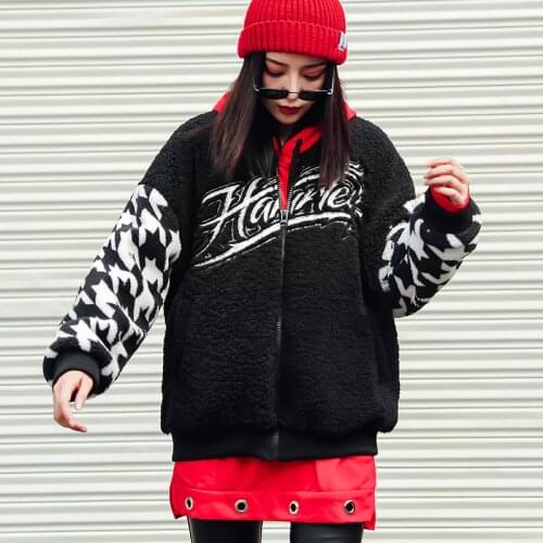 Neatie kiddie Autumn Winter New Korean Plush Coat Women Loose Thick Flocking Long-Sleeved Street Hipster Outwear Color Parka