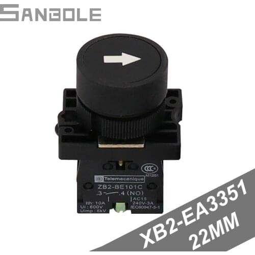 Mechanical Equipment Control Switch XB2-EA3351 Normally Open Black Round Plastic Self-Resetting Normal Open Button Switch 22MM