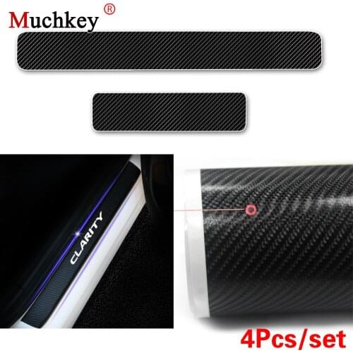 Car Door Threshold For Honda Clarity Car Door Sill Scuff Plate Guards Sills 4D Carbon Fiber Vinyl Sticker Auto Accessories 4Pcs