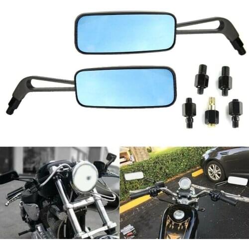 Motorcycle Rectangle Rearview Mirrors 8/10mm For Harley Honda Suzuki Kawasaki
