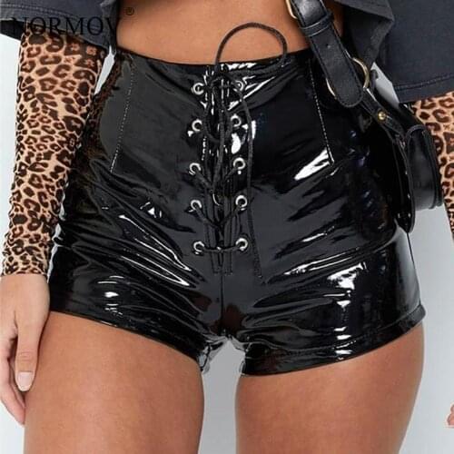 NORMOV Womens Leather Shorts Sexy Black Leather Slim High Waist Short Feminino Clubwear Mini Shorts 2020 Women