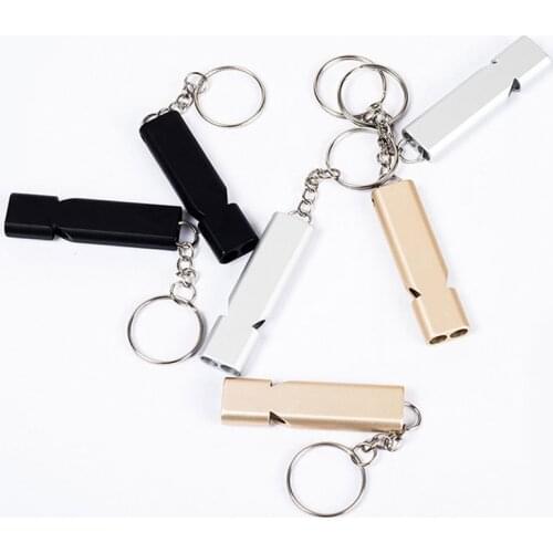 10pcs Outdoor Survival Whistle High Decibel Double Pipe Whistle Stainless Steel Alloy Keychain Cheerleading Emergency Multi Tool