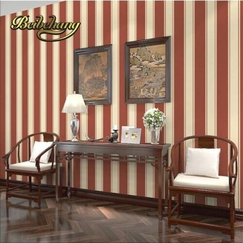 Beibehang Dark red striped beige light gray living room study sofa background waterproof wallpaper brown papel de parede