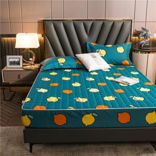 Thicken Quilted Mattress Cover King Queen Quilted Bed Fitted Bed Sheet Anti-Bacteria Mattress Topper Air-Permeable Bed Pad