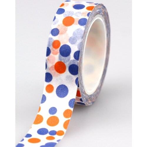 High Quality The Blue and Orange polka dots Decorative Washi Tape Japanese DIY Scrapbooking Masking Tape School Office Supply