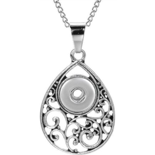 Fashion Jewelry 12mm Snap Necklace Chain Leaf Charm Design Pendant Necklaces Pendants Women Collier Femme Gift