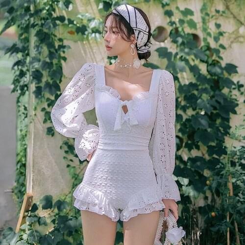 Women Swimwear 2021 One Piece Suit Swimsuit Plus Sizes Female Summer Long Sleeve Slim Sexy Korean Bathing Print Polyester Sierra